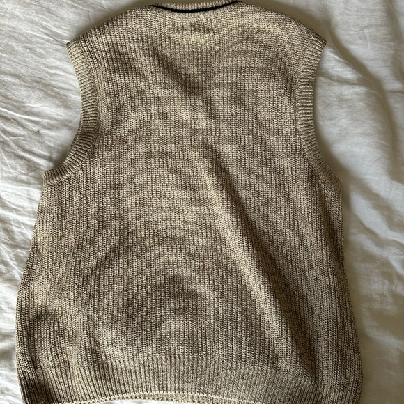 Eddie Bauer Vintage Beige Knit Sleeveless Sweater Vest Made in USA 100% Cotton - Picture 3 of 3